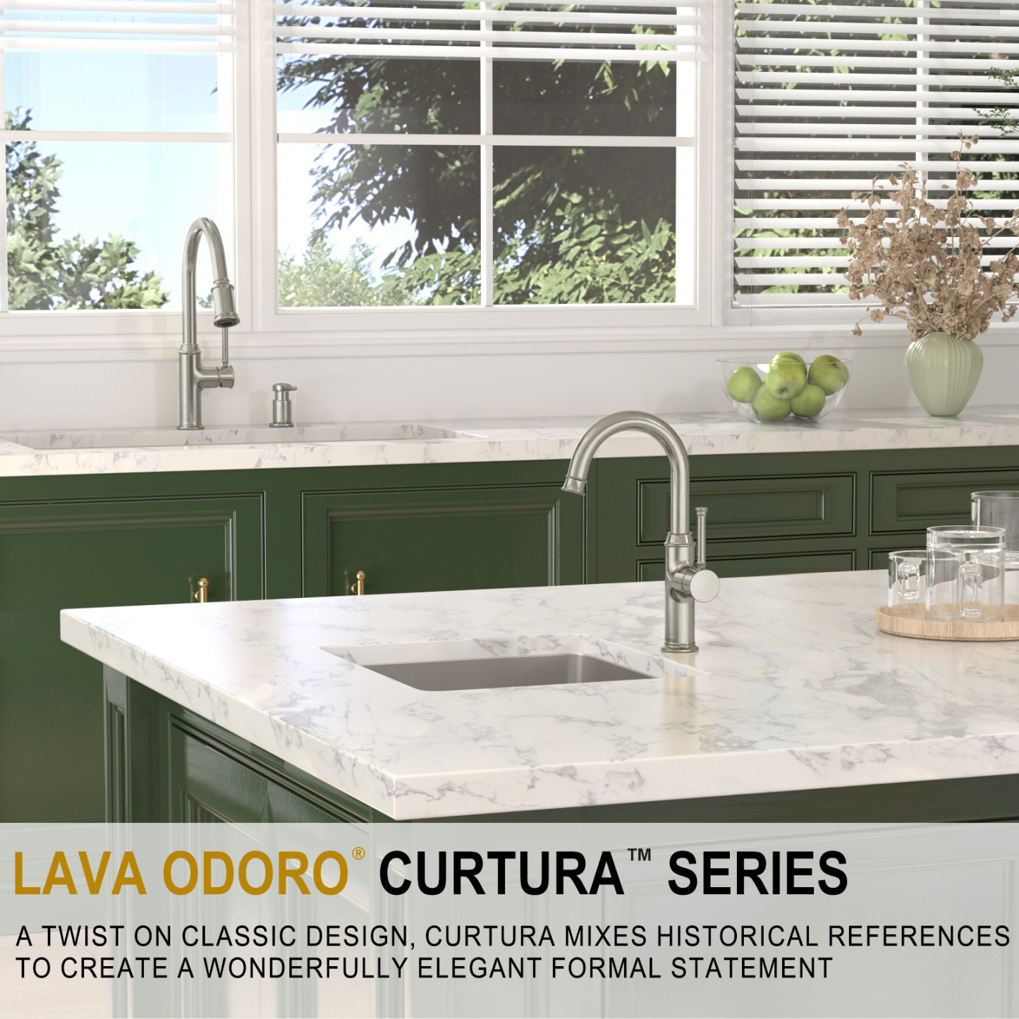 Kitchen Bar Faucet, Brushed Nickel, KBF201, Lava Odoro