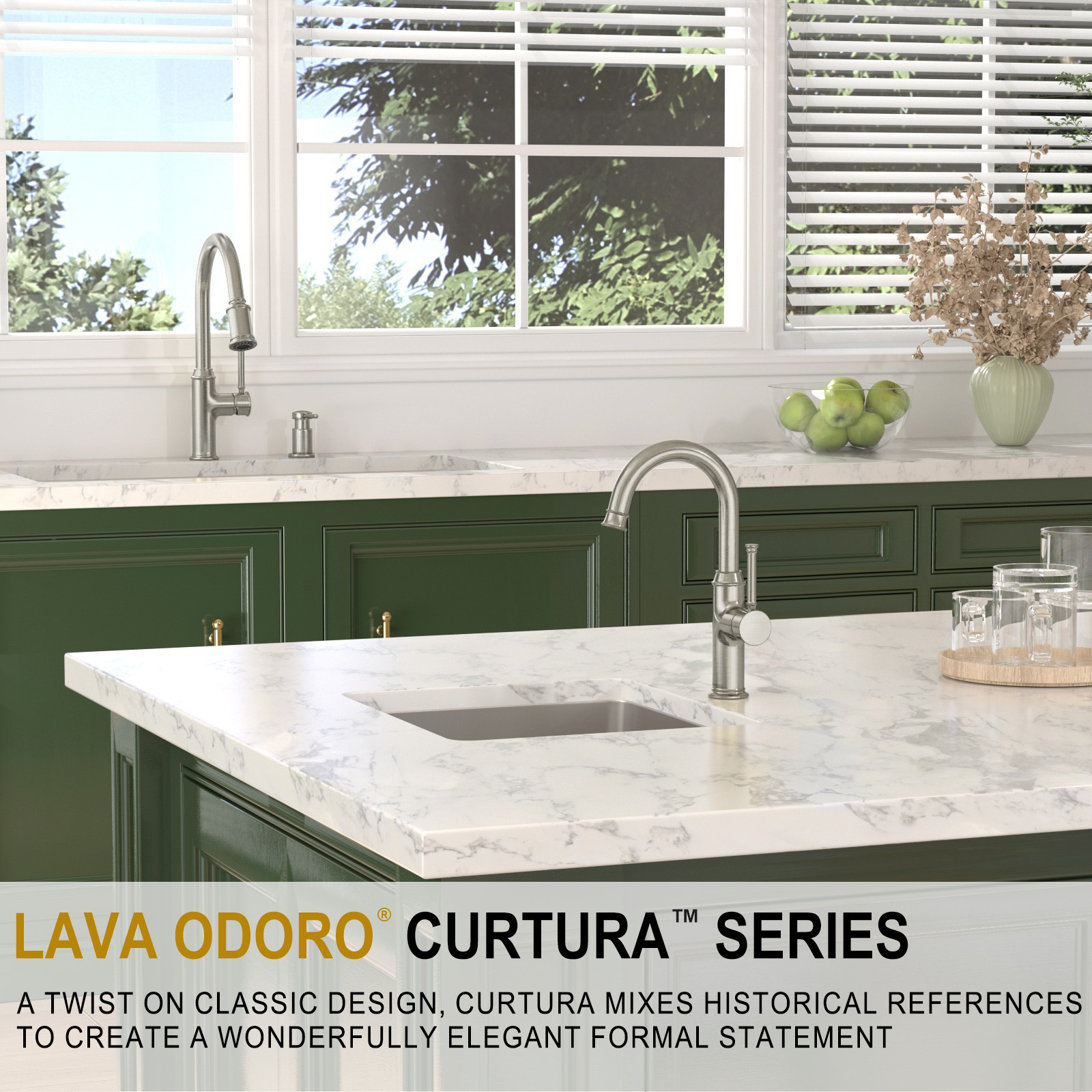 Kitchen Bar Faucet, Brushed Nickel, KBF201, Lava Odoro
