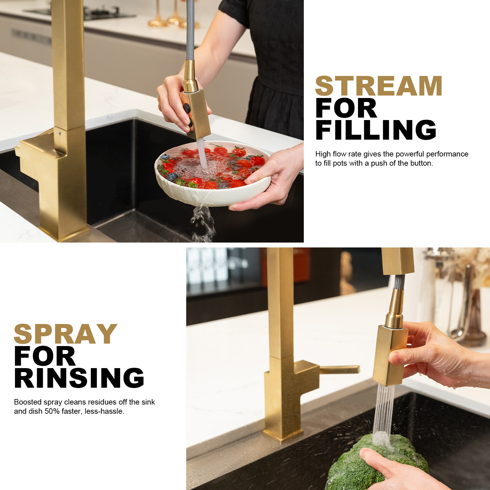 Magnetic Pull Down Kitchen Faucet, KF182 - LAVA ODORO