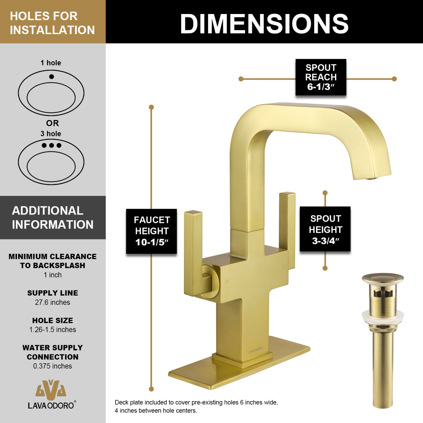 Bathroom Faucet Single Hole Two Handle Bathroom Sink Faucet High Arc Swivel BF705 I Lava Odoro -LAVA ODORO