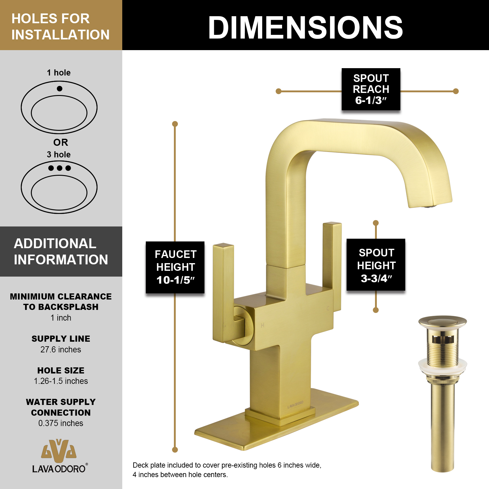 Bathroom Faucet Single Hole Two Handle Bathroom Sink Faucet High Arc Swivel BF705 I Lava Odoro -LAVA ODORO