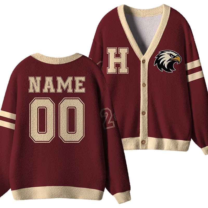 Personalized Mascot Sport Name Number Teacher Ugly Cardigan Sweaters