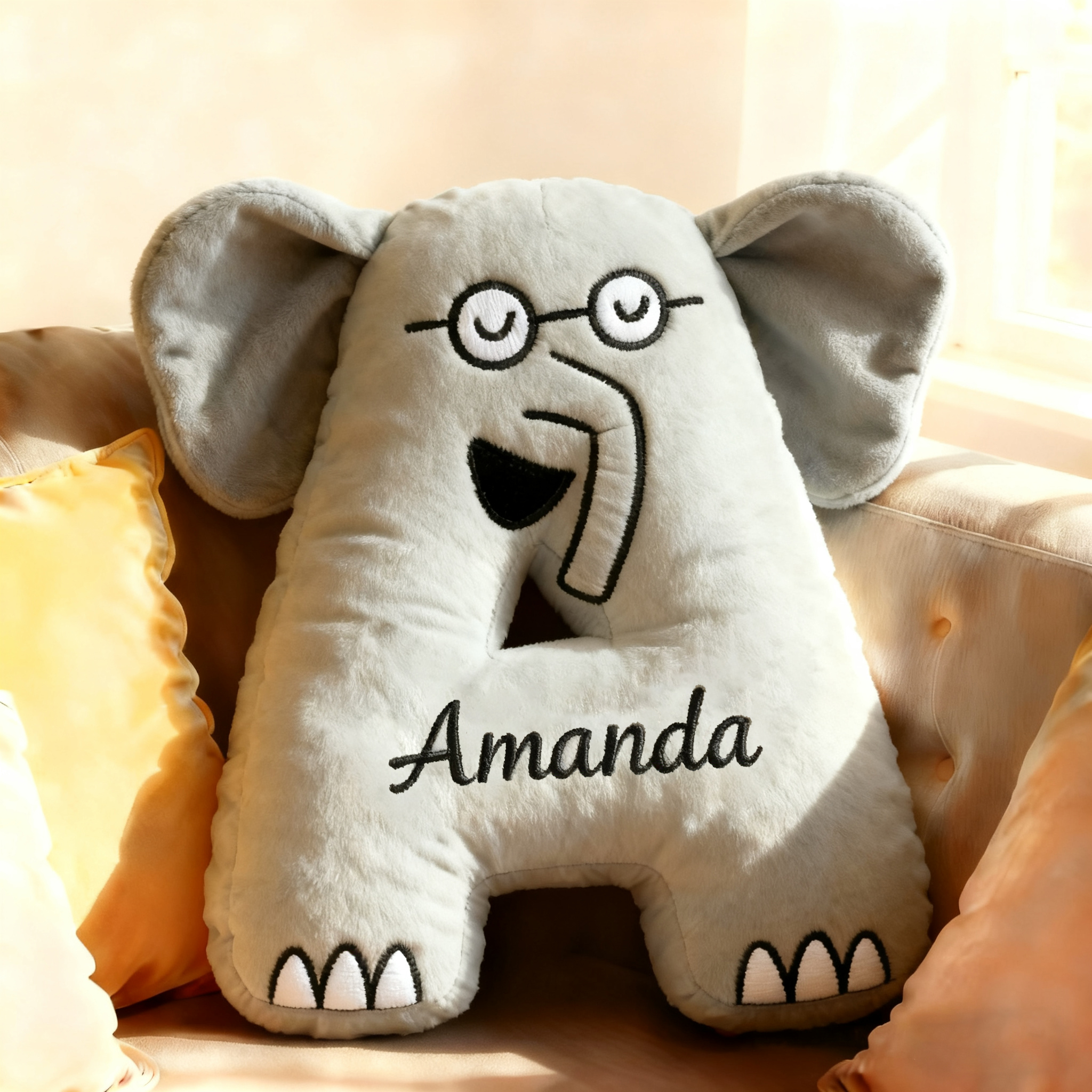 Personalized Name Cute Elephant Teacher Cushion