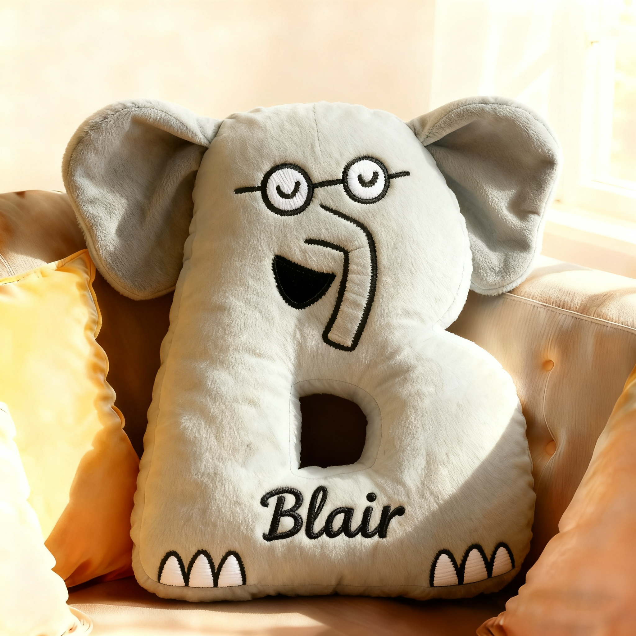 Personalized Name Cute Elephant Teacher Cushion