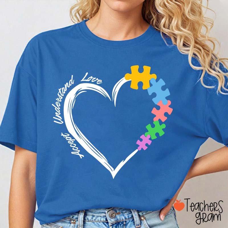 Accept Understand Love Autism Awareness Teacher T-Shirt