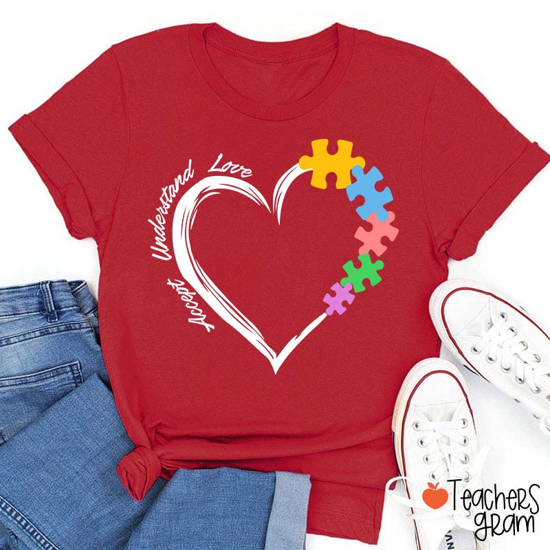 Accept Understand Love Autism Awareness Teacher T-Shirt