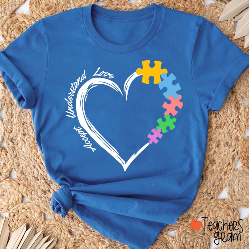 Accept Understand Love Autism Awareness Teacher T-Shirt