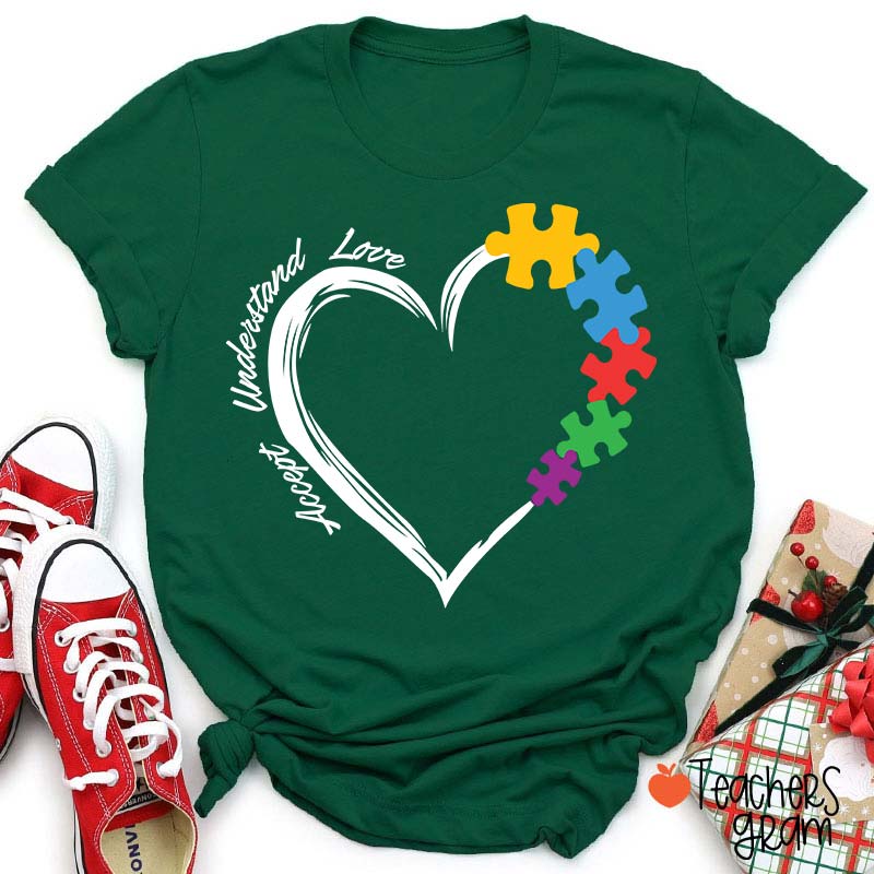 Accept Understand Love Autism Awareness Teacher T-Shirt