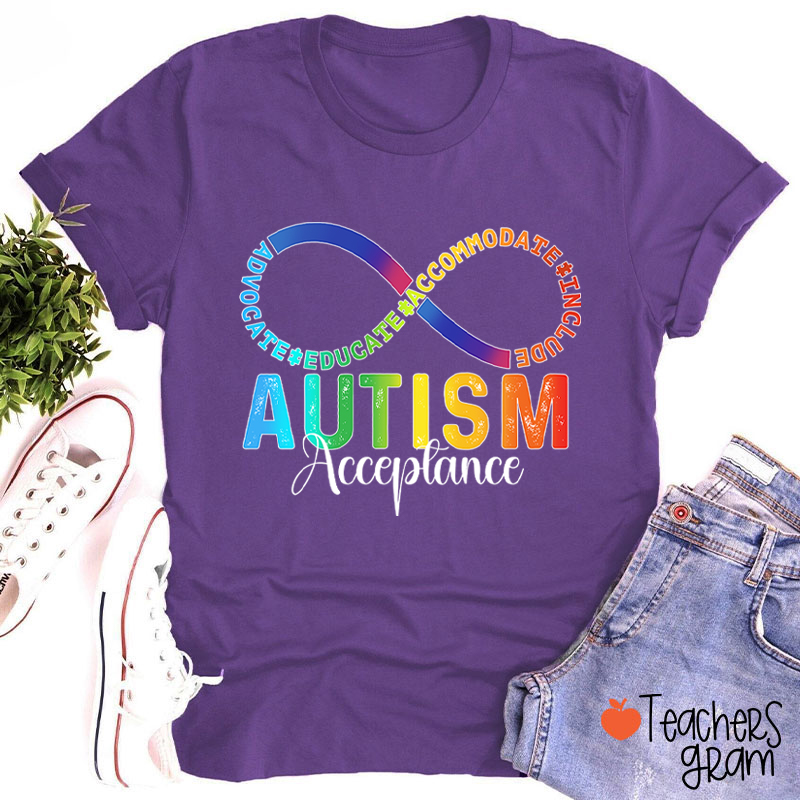 Autism Acceptance Infinity Symbol Teacher T-Shirt