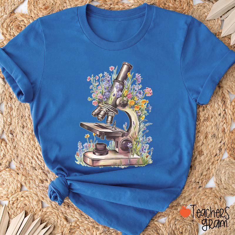 Floral Microscope Nurse T-Shirt