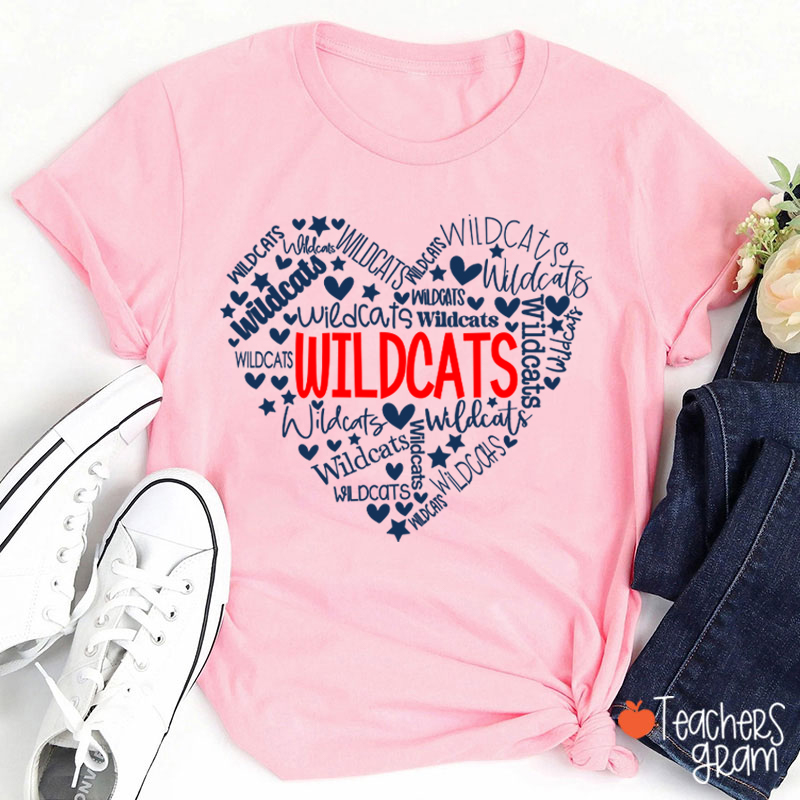 Personalized Mascot Heart Teacher T-Shirt
