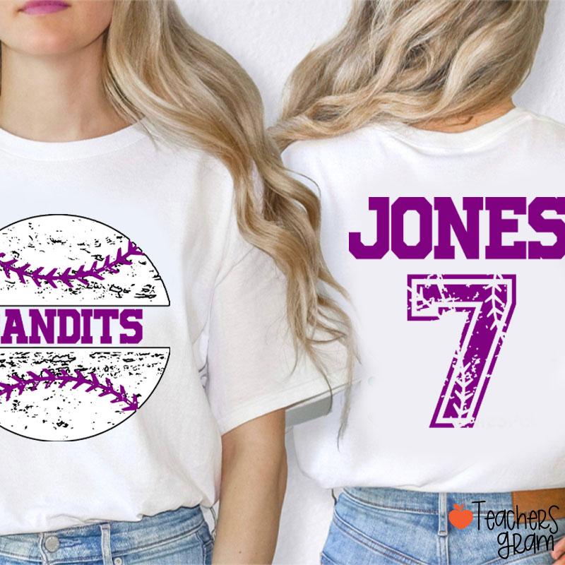 Personalized Baseball With Your Team Teacher Two Sided T-Shirt