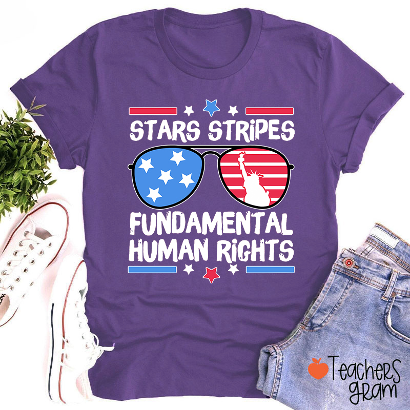 Stars Stripes Fundamental Human Rights Teacher T-Shirt