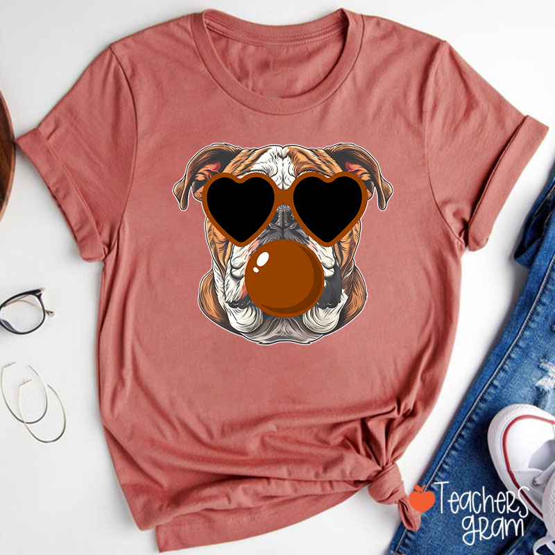 Personalized Mascot Heart Glasses Bubble Blowing Teacher T-Shirt