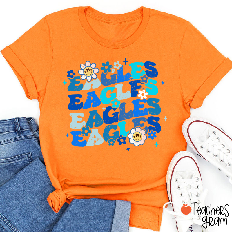 Personalized Mascot Game Day Flowers Teacher T-Shirt