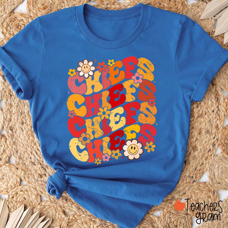 Personalized Mascot Game Day Flowers Teacher T-Shirt