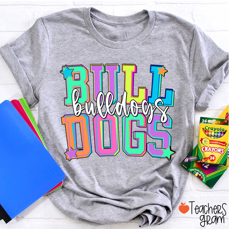 Personalized Mascot School Spirit Star Candy Color Teacher T-Shirt