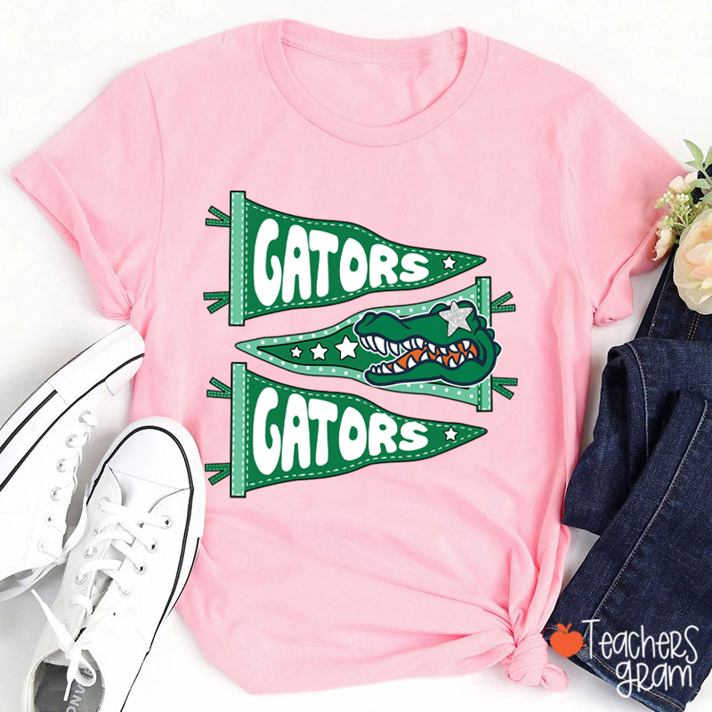 Personalized Starry Eyes Mascot Pennant Game Day Teacher T-Shirt