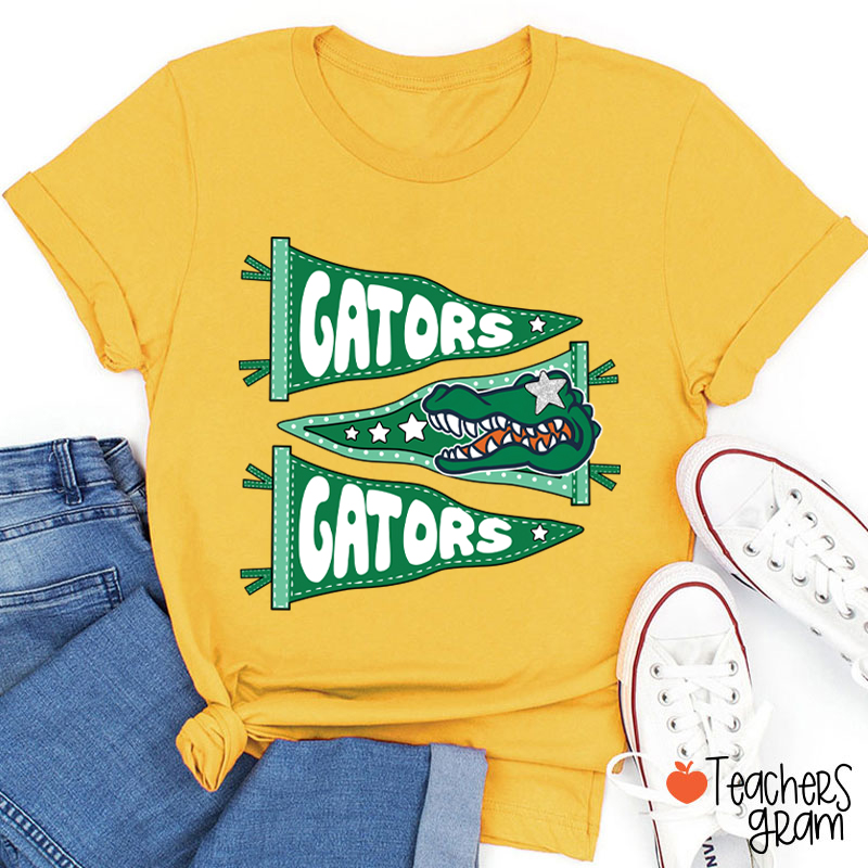 Personalized Starry Eyes Mascot Pennant Game Day Teacher T-Shirt