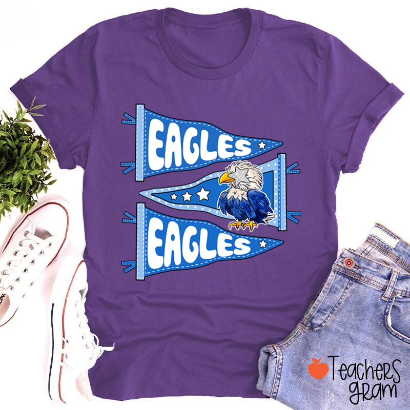 Personalized Starry Eyes Mascot Pennant Game Day Teacher T-Shirt