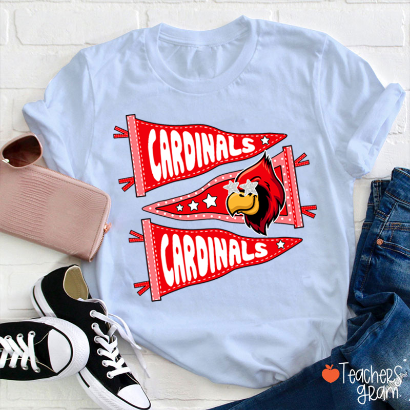 Personalized Starry Eyes Mascot Pennant Game Day Teacher T-Shirt