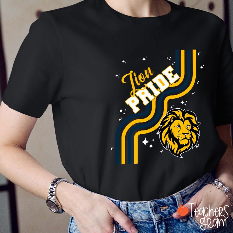 Personalized Mascot Wavy Lines Teacher T-Shirt
