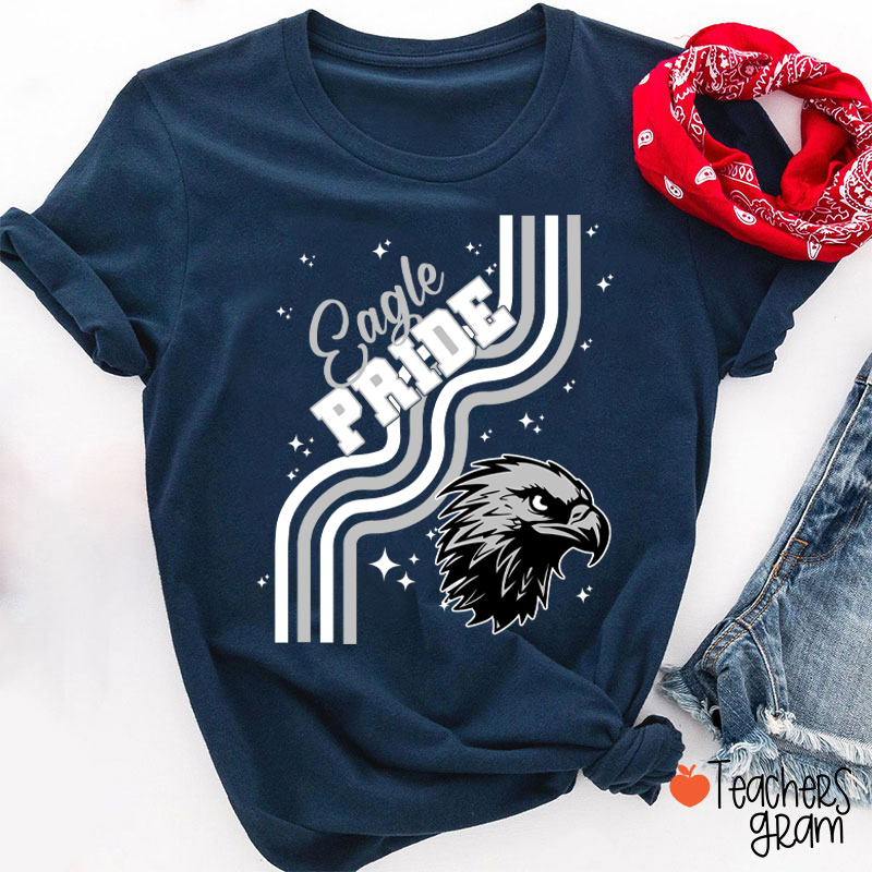 Personalized Mascot Wavy Lines Teacher T-Shirt