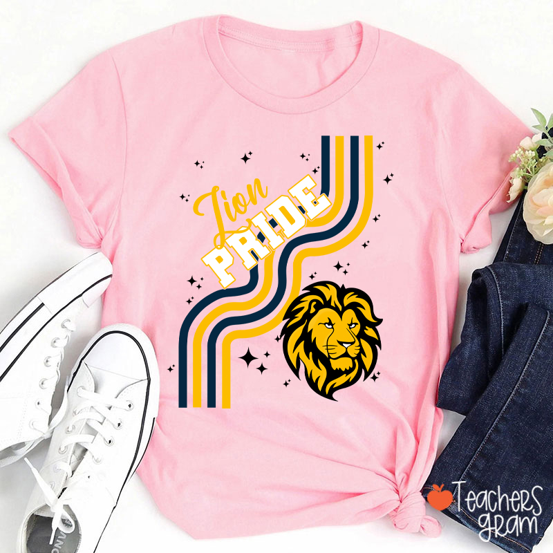 Personalized Mascot Wavy Lines Teacher T-Shirt