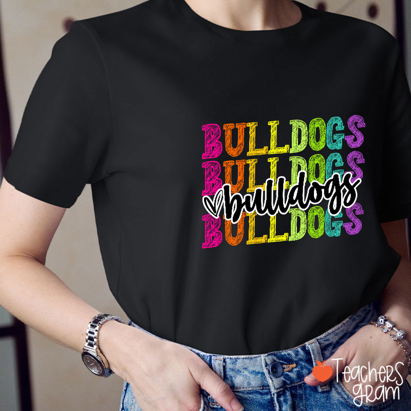Personalized Mascot Graffiti Font School Spirit Teacher T-Shirt