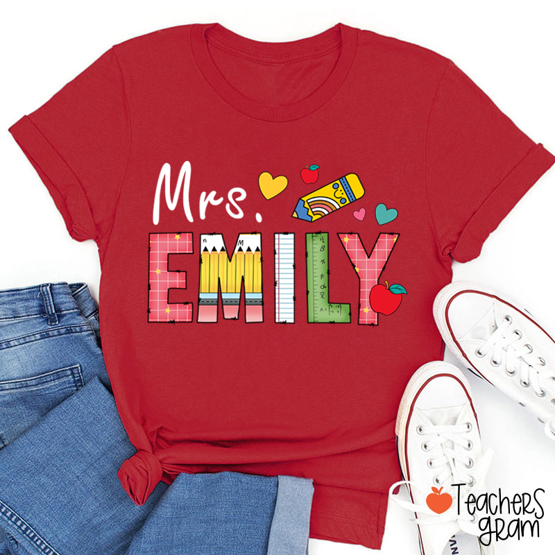 Personalized Name Back To School Teacher T-Shirt