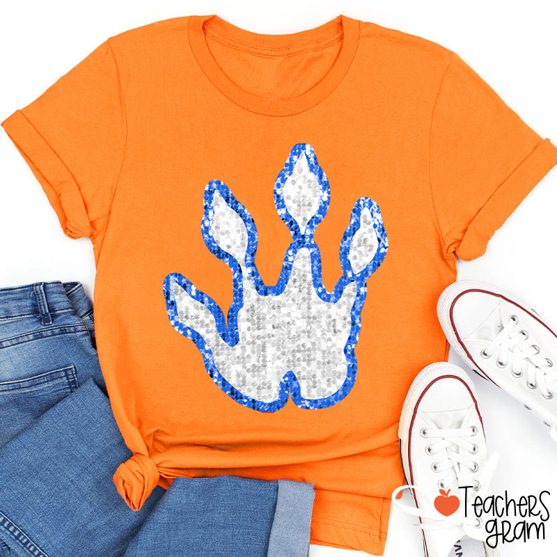 Personalized Paw Glitter School Spirit Teacher T-Shirt