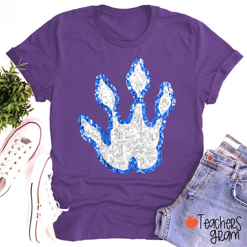 Personalized Paw Glitter School Spirit Teacher T-Shirt