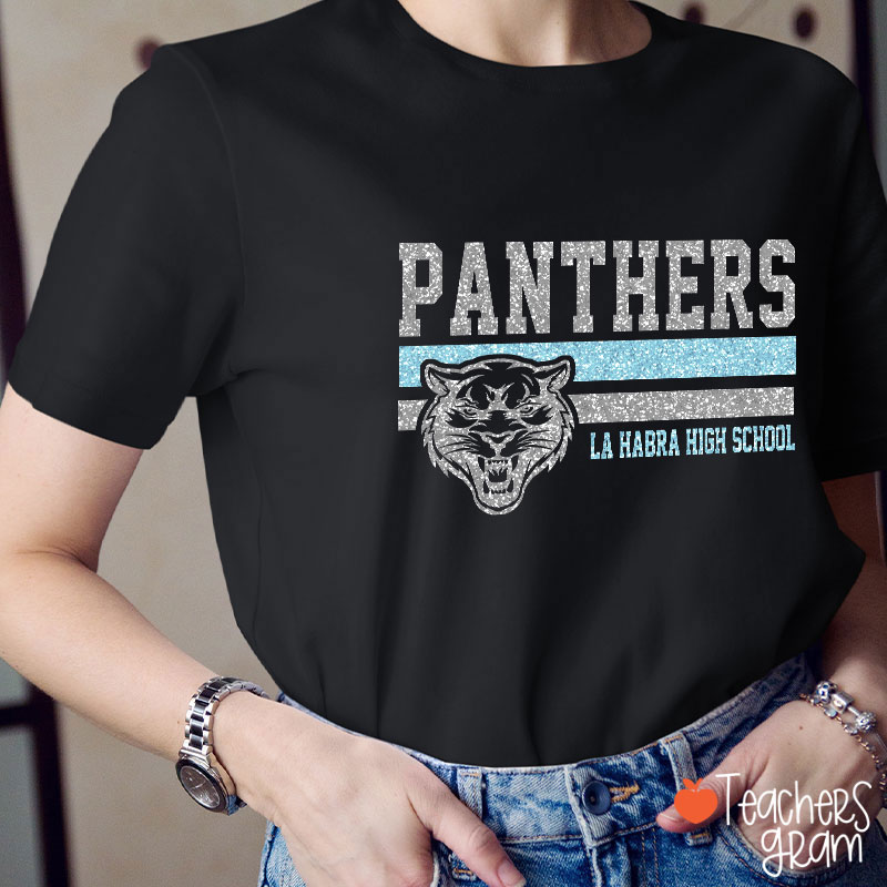 Personalized Mascot And School Name Contrasting Lines Teacher T-Shirt