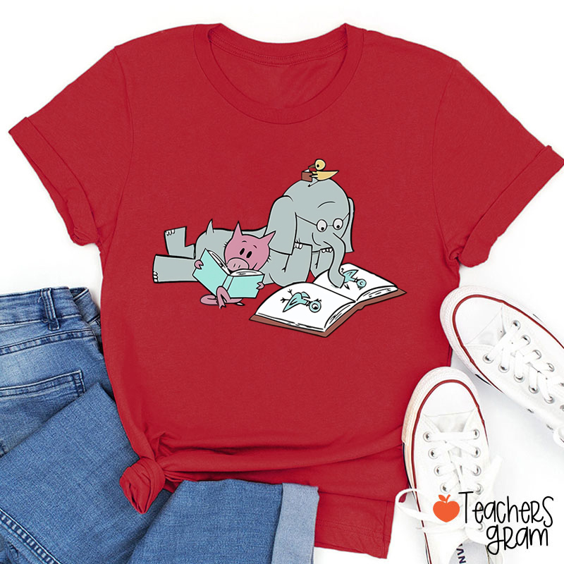 The Elephant And The Little Pig Read Together Teacher T-Shirt
