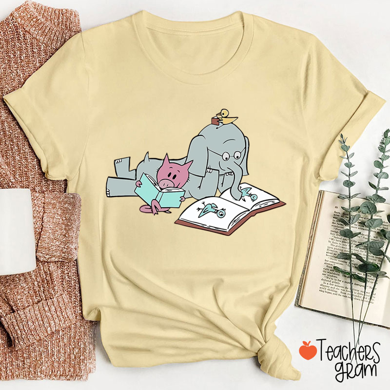 The Elephant And The Little Pig Read Together Teacher T-Shirt