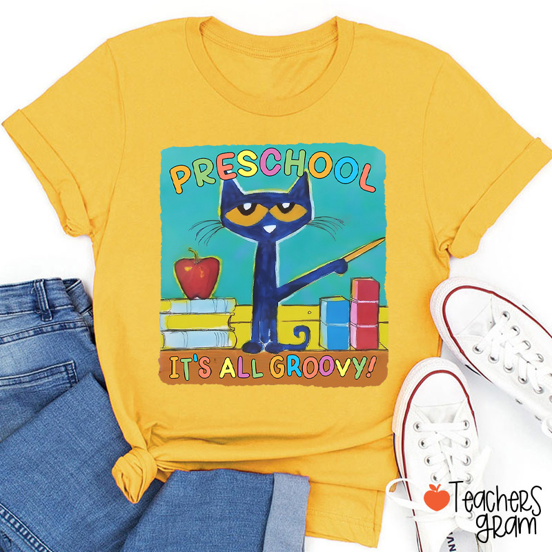 Personalized Grade It's All Groovy Teacher T-Shirt