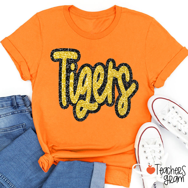 Personalized Mascot Glitter Cheer For Them Teacher T-Shirt