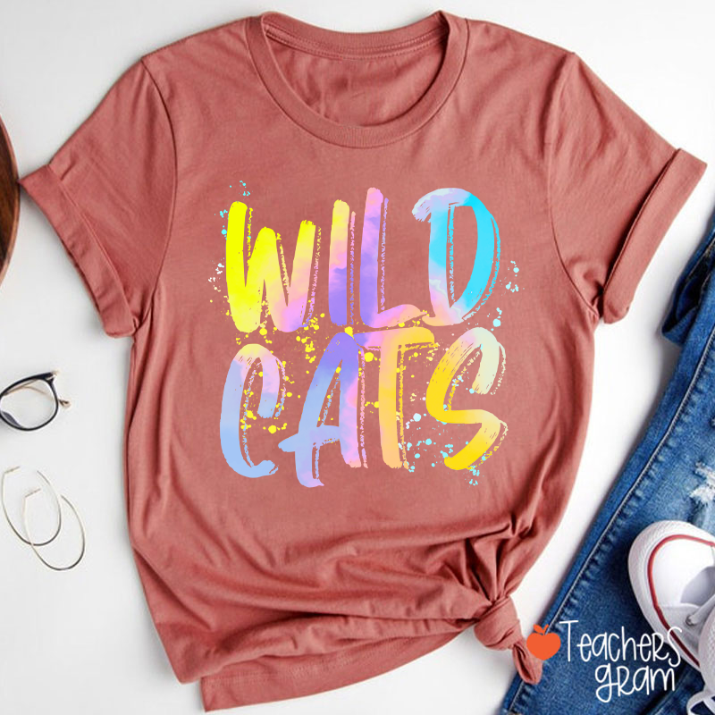 Personalized Mascot Watercolor Fonts Teacher T-Shirt