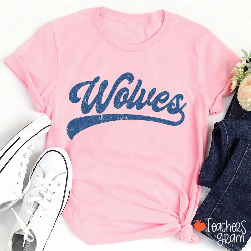 Personalized Mascot Washed And Distressed Print Teacher T-Shirt