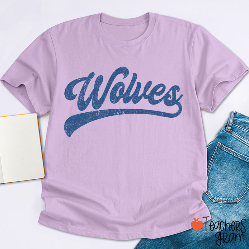 Personalized Mascot Washed And Distressed Print Teacher T-Shirt