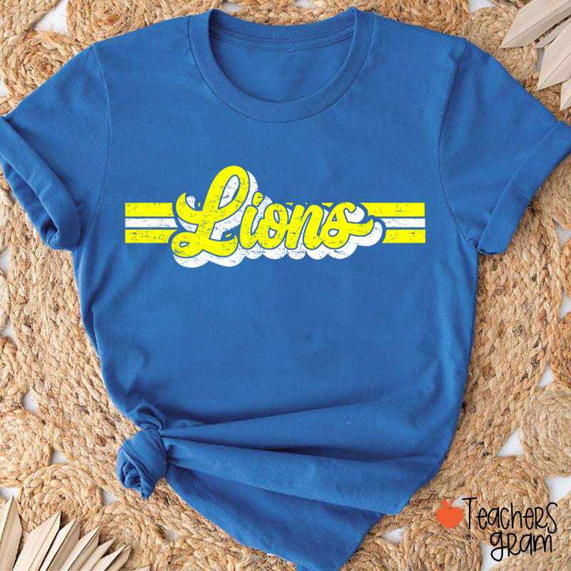 Personalized Mascot Contrast Color Line Teacher T-Shirt