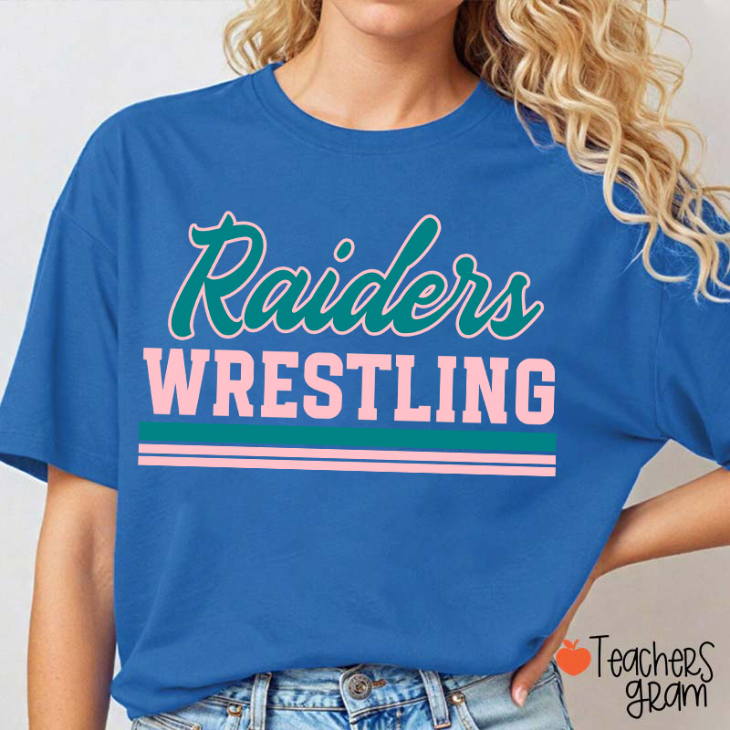 Personalized Mascot And School Name Contrasting Lines Teacher T-Shirt