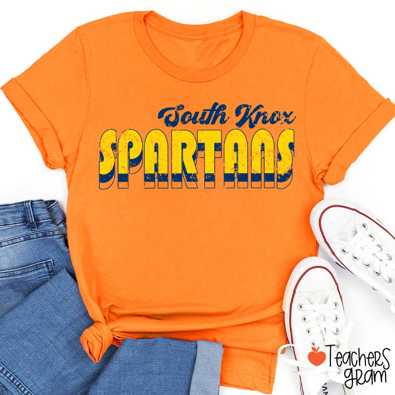 Personalized Mascot And School Name Distressed Retro Spirit Teacher T-Shirt