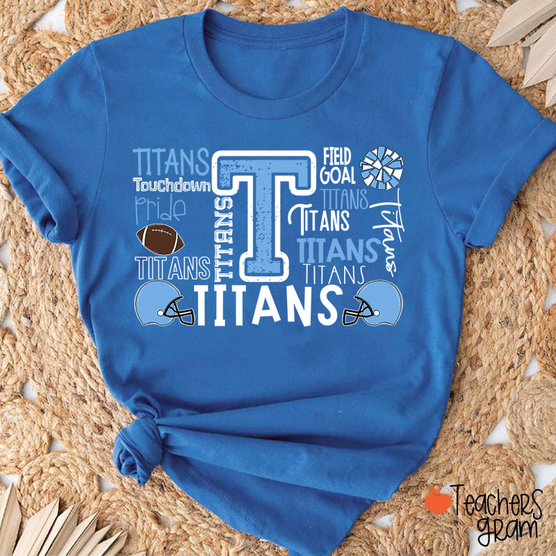 Personalized Mascot Football Pride Defense Field Goal Teacher T-Shirt