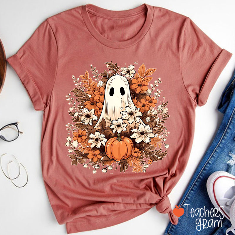 Fall Ghost Halloween Teacher T-Shirt