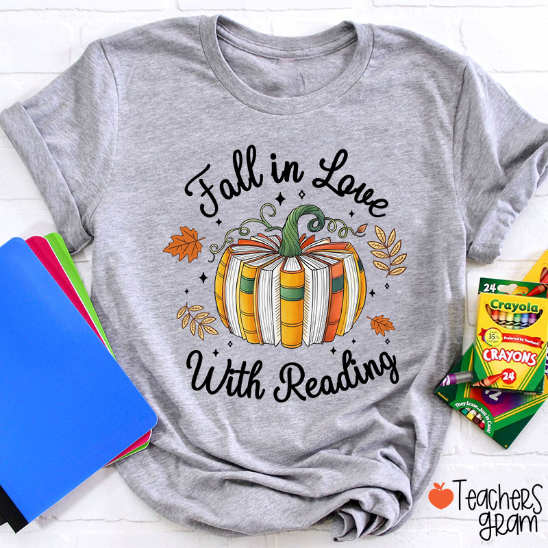 Fall In Love With Reading Autumn Teacher T-Shirt