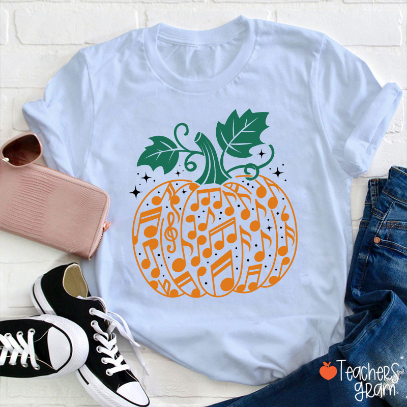 Music Note Pumpkin Teacher T-Shirt