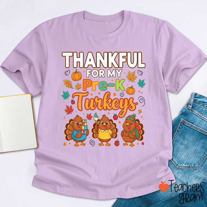 Personalized Grade Thankful For My Turkeys Teacher T-Shirt