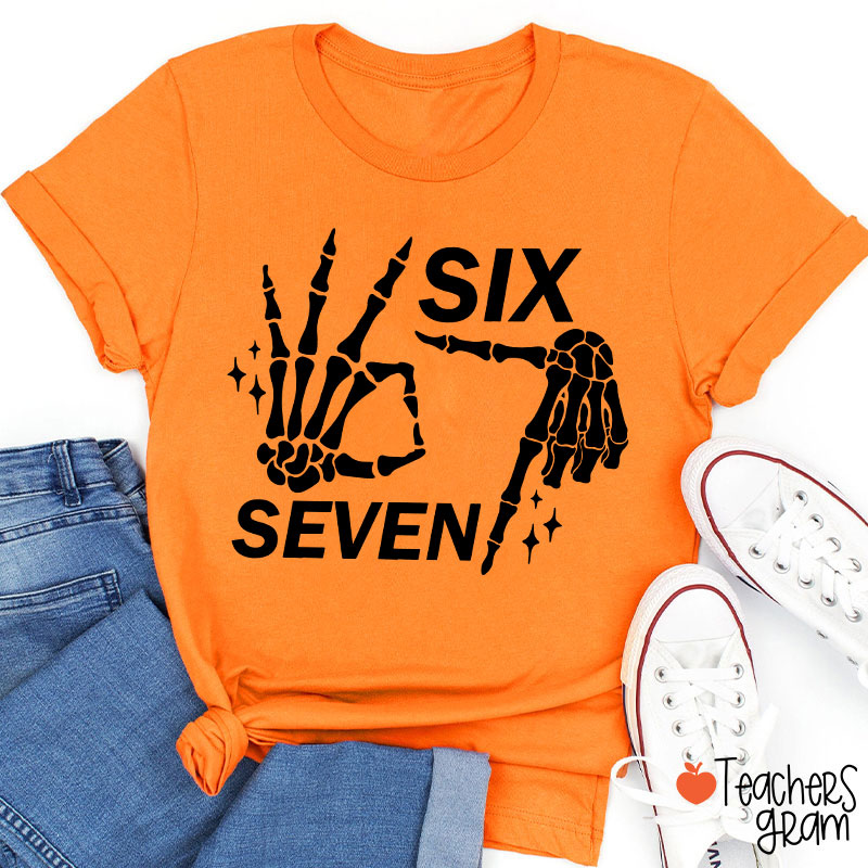 67 Halloween Skeleton Hands Teacher T-Shirt