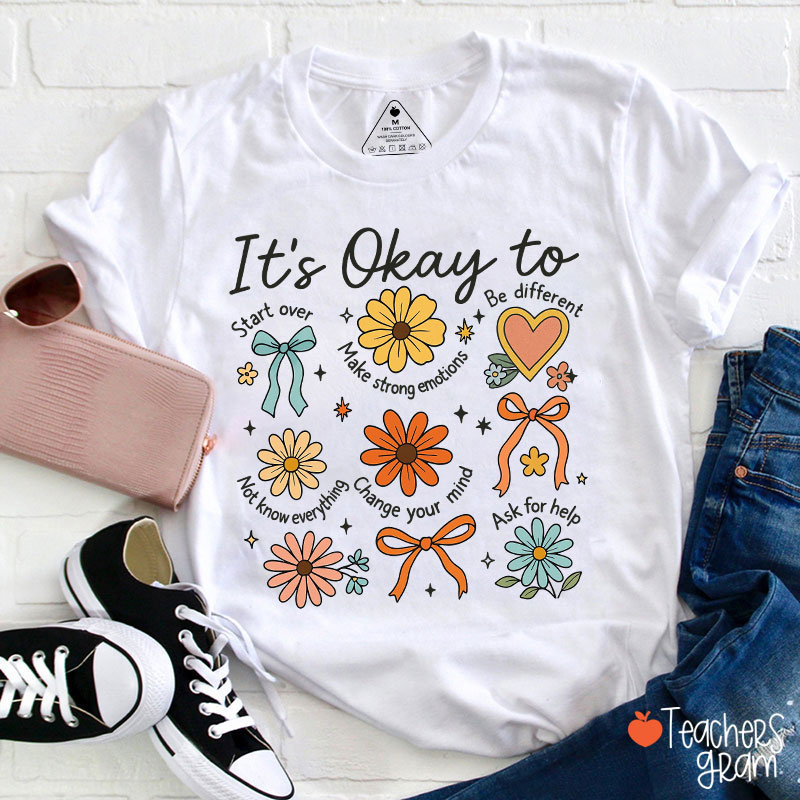 Retro Daisy It's Okay To Teacher T-Shirt